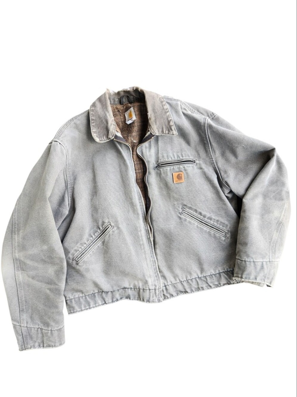 Vintage Carhartt Blanket Lined Detroit Jacket J97 GVL Gravel Gray Size Large